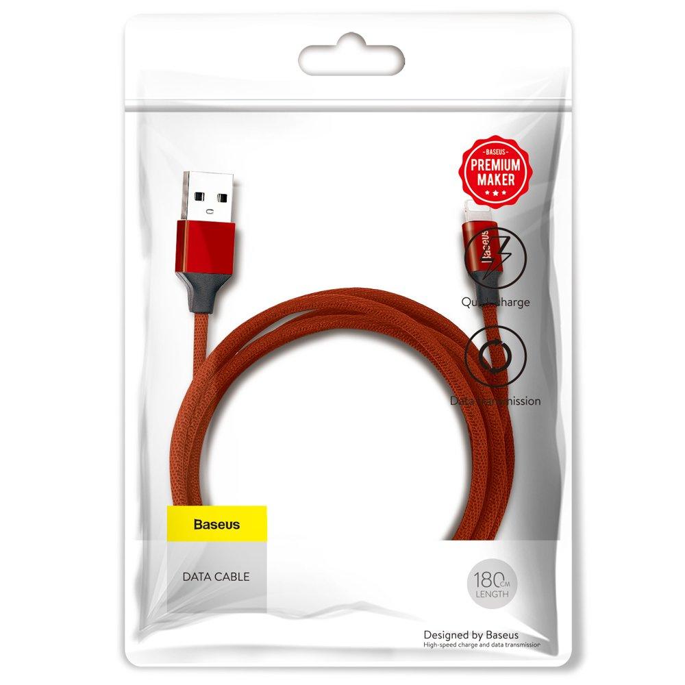 Baseus Yiven 1,8 m rotes geflochtenes Lightning-Kabel