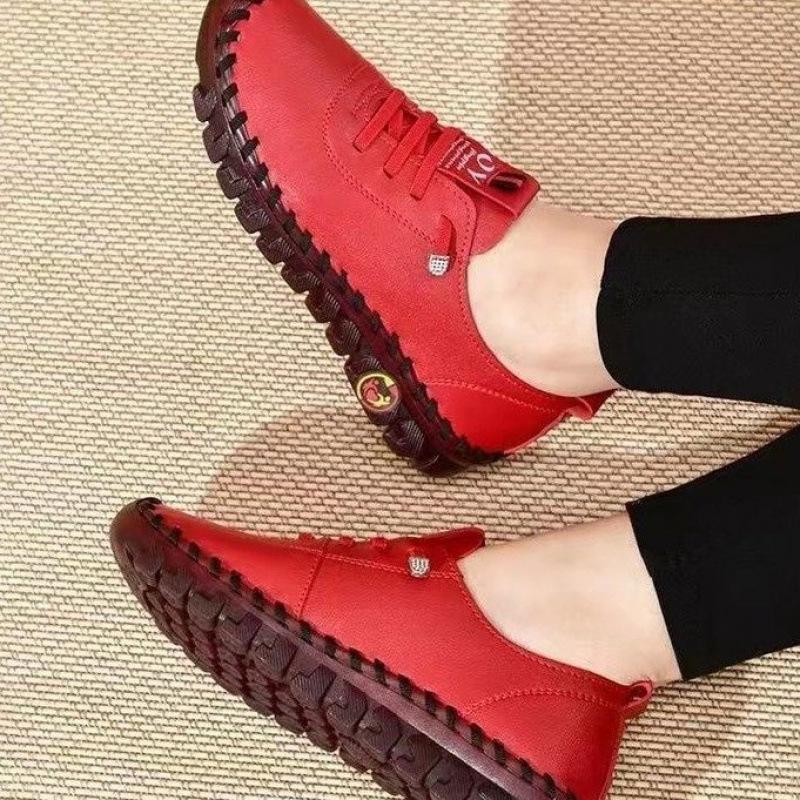 Spot handmade side seam thread large size beef tendon shoes shallow mouth outer wear single shoes 2025 new Roman style soft sole women's shoes