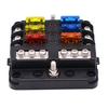 6-Way Blade Fuse Box Block Holder Power Distribution For 12V 24V Car Boat Marine
