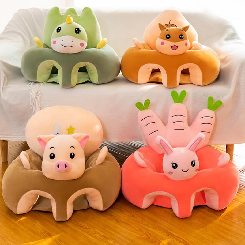 Cute Baby Sofa Support Seat Cover Plush Chair Learningto Sit Feeding Chair Comfortable Toddler Nest Puff Washable Without Filler