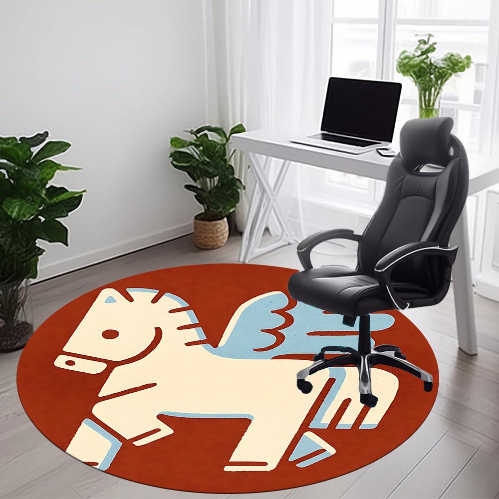 1pc Pegasus Winged Horse Office Round Area Rug, Under Office Chairs Bedroom Living Room Home Decor, Room Deco