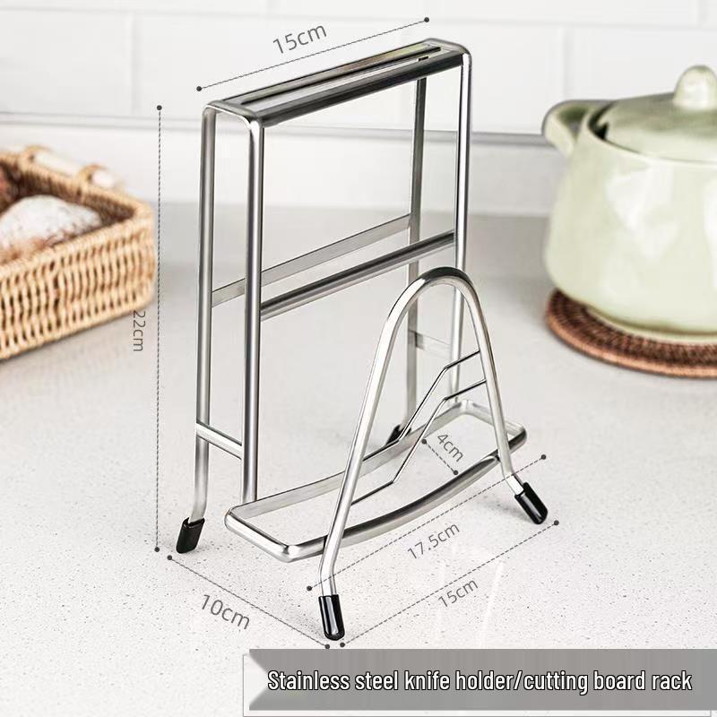 304 Stainless Steel Cutting Board and Pot Lid Holder - Kitchen Storage Rack for Knives and Chopping Boards