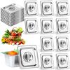 10 Pack 1/6 Size Steam Table Pan Covers Universal Handled Food Pan Lid Stainless Steel Pan Lid With Handle Restaurant Commercial
