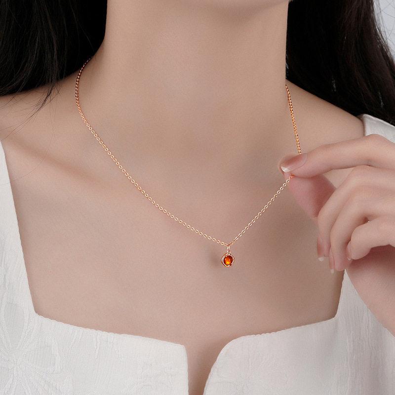

2026 New Minimalist Brown Stone Pendant Necklaces for Women Lady Light Luxury Rose Gold Color Collarbone Necklaces Jewelry Gifts