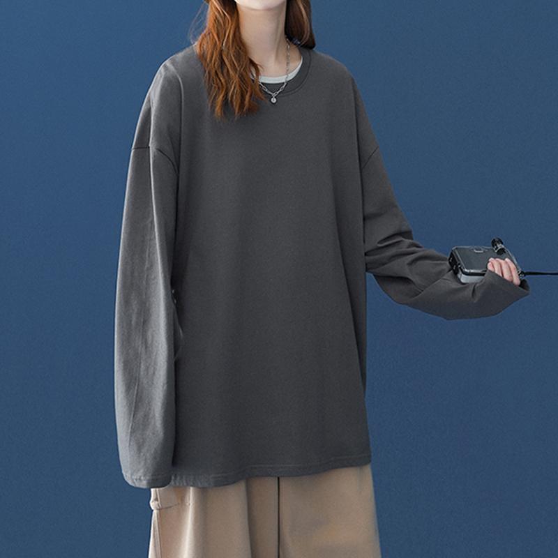 Spring Autumn Couple Long Sleeve T-Shirt Women Basic Tee Shirt Oversize T Shirt Man Casual O-neck Women T-Shirt