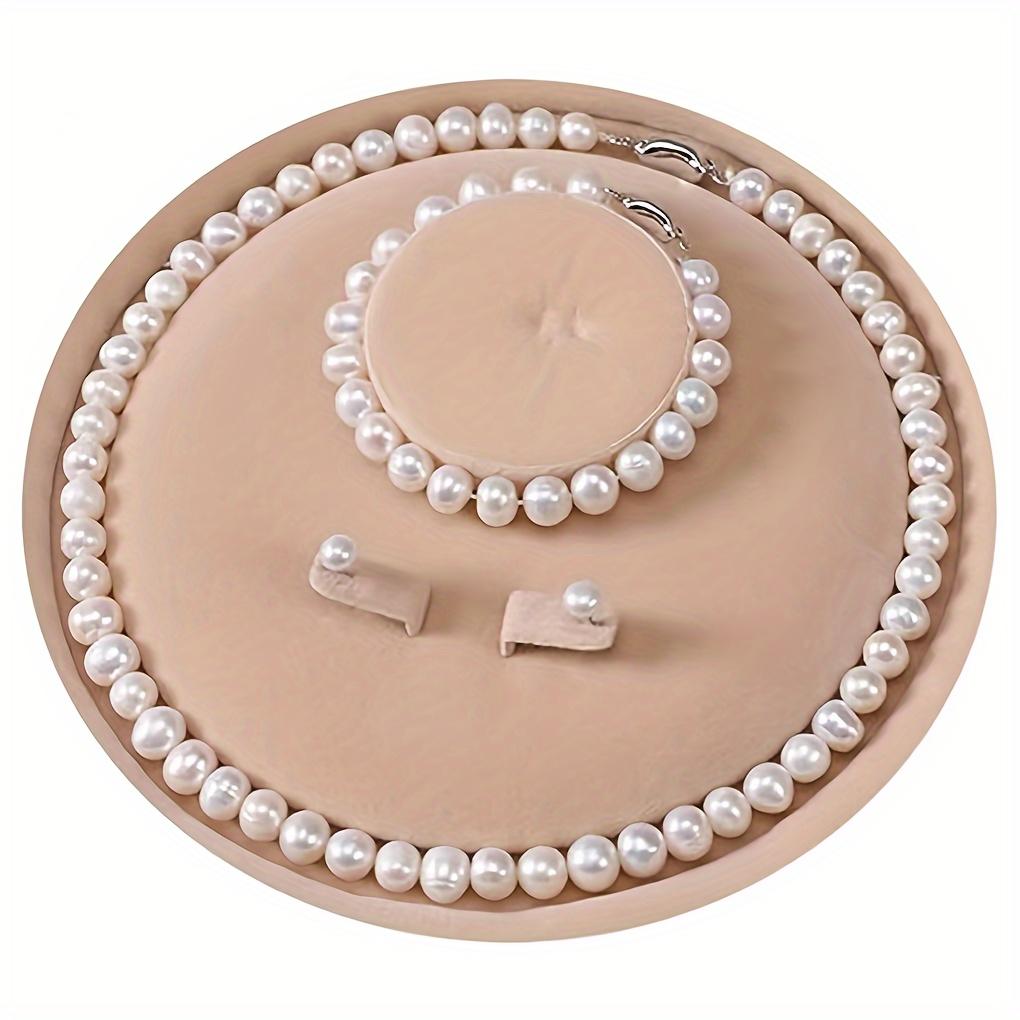High imitation synthetic pearl necklace collection includes stunning bracelet and stud jewelry collection
