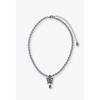 ANNA SUI Butterfly Motif Pearl Necklace Removable Charm Gunmetal Plated Choker SAMN207534XV
