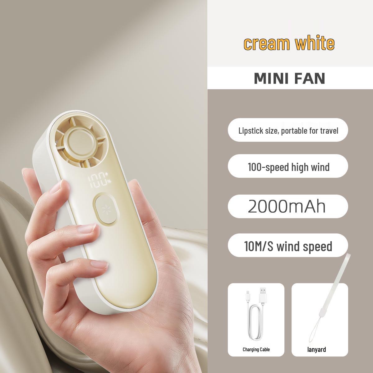 F6 Compact Handheld Fan, 15,000 RPM, Adjustable 100-Level Speed, USB Rechargeable 39*43*111mm