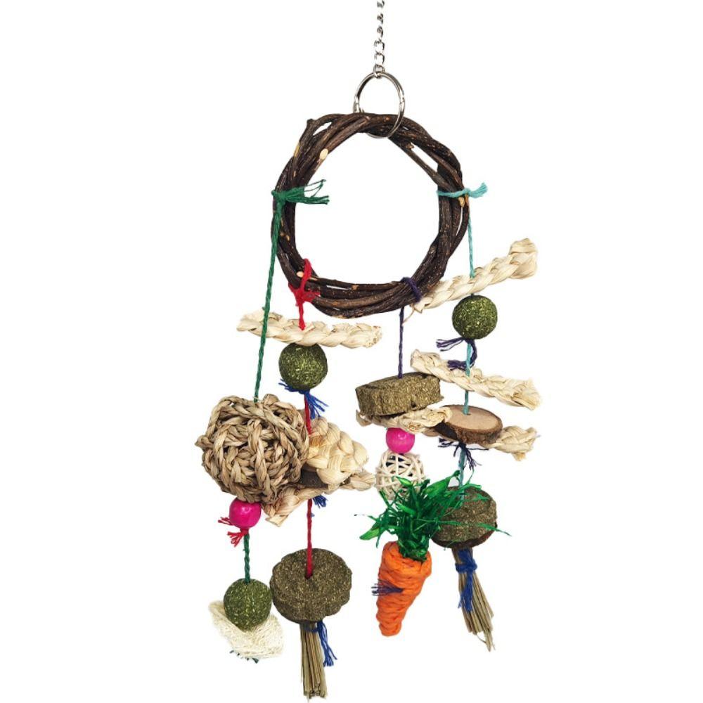 

Bunny Hanging Teeth Grinding Cage Accessories Molar Rattan Ring Rabbit Treats Buuny Chew Toy