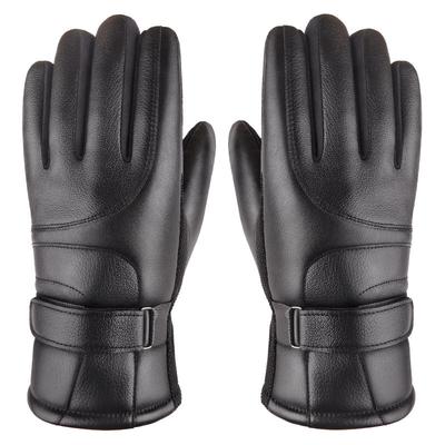 Men and Women Autumn and Winter Riding Leather Gloves Motorcycle Warm Piled Thickened Cold and Windproof Cycling Cotton Gloves