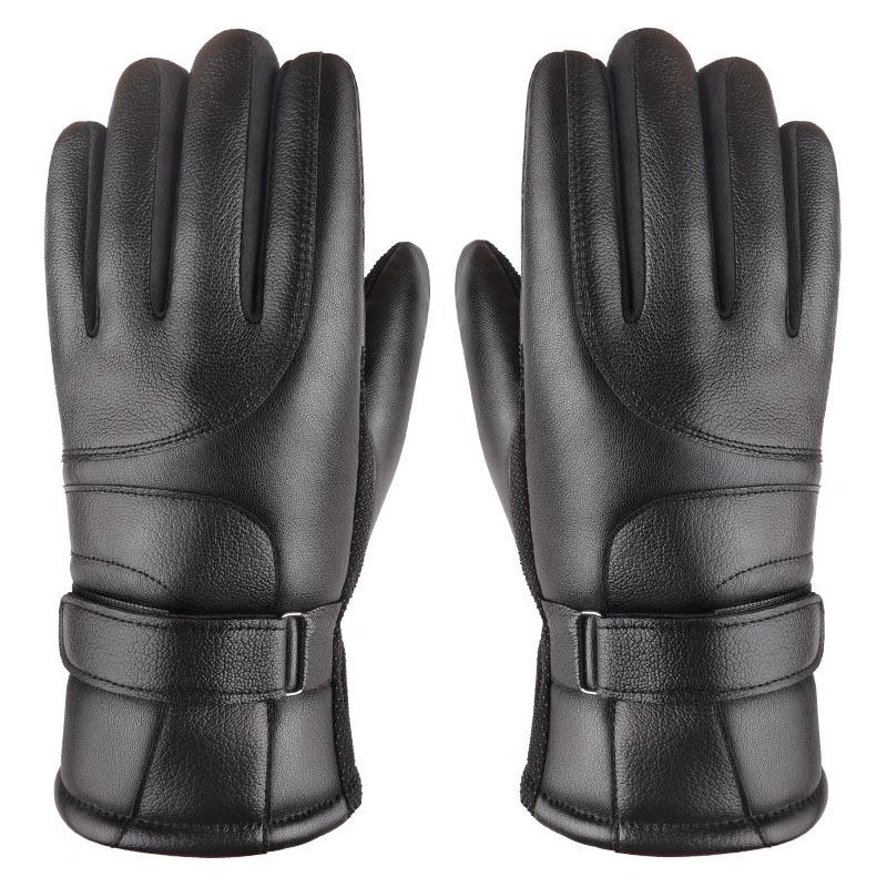 Men and women autumn and winter riding leather gloves motorcycle warm piled thickened cold and windproof cycling cotton gloves