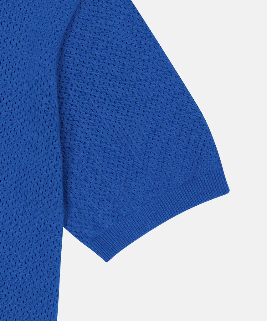 Sun Love Crochet Knit Polo Blue