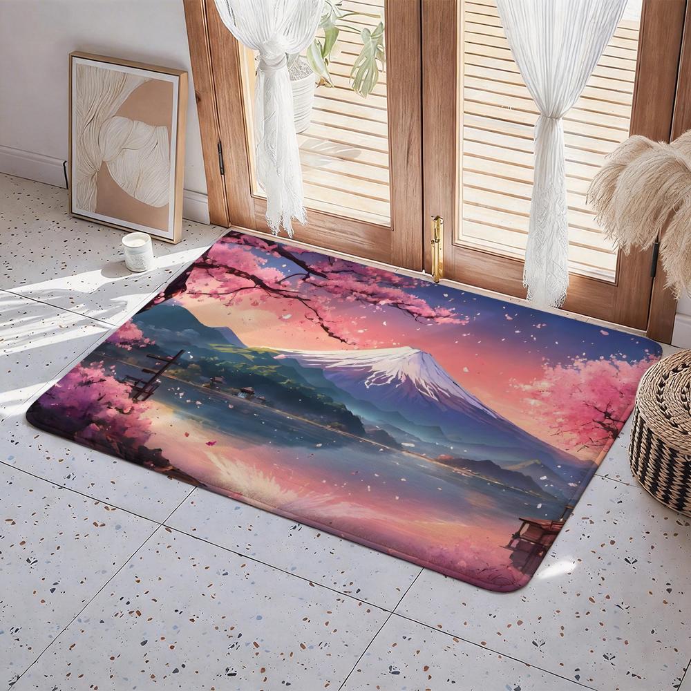 Landscape L Mount Fuji Floor Mat Eco Flannel Doormat Non Slip Odorless Indoor Floor Rug Soft Short Plush Home Mat