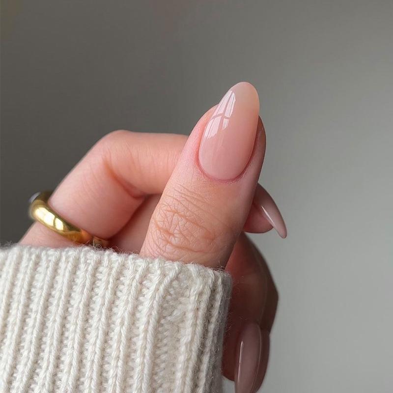 Teardrop Nude Wearable Manicure Nail Tips - Removable False Nails