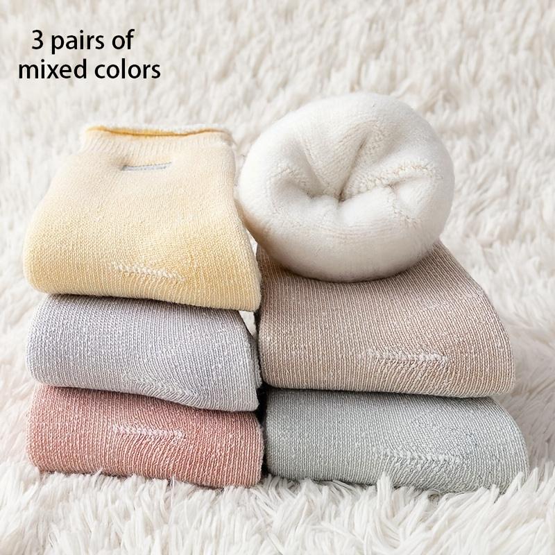 

3 пары женских пушистых носков из кораллового флиса - 95% полиэстер, 5% спандекс, однотонные, ультратолстая теплая вязаная ткань, зимние повседневные носки для снега One-size