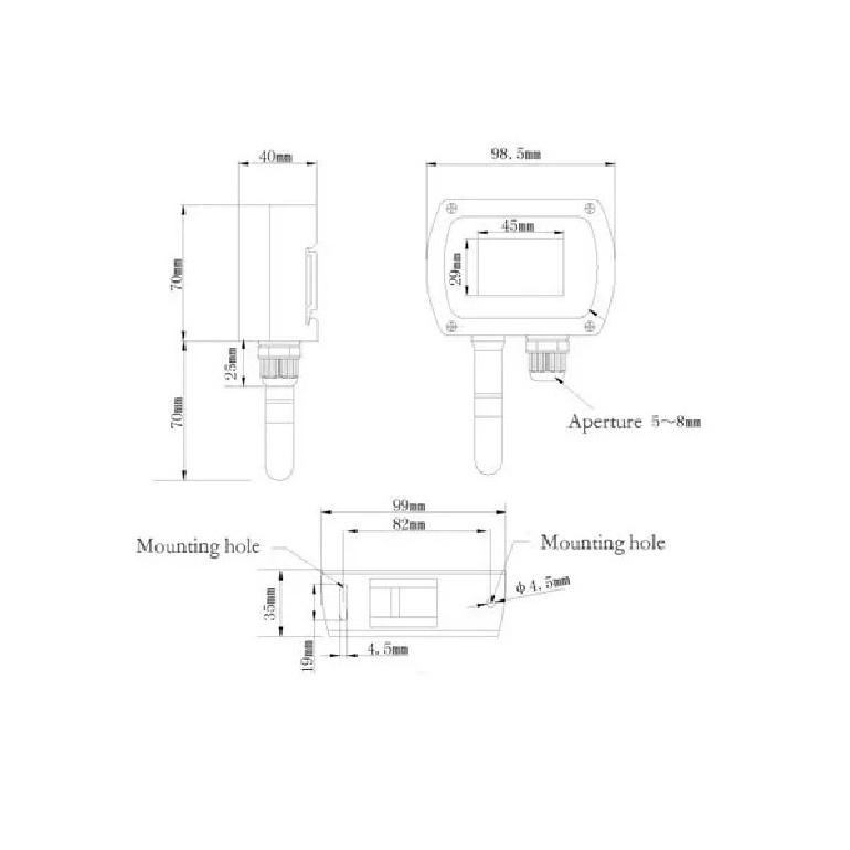 4-20mA RS485 Modbus Wall-mounted Temperature and Humidity Transmitter Sensor with Display Track Installation