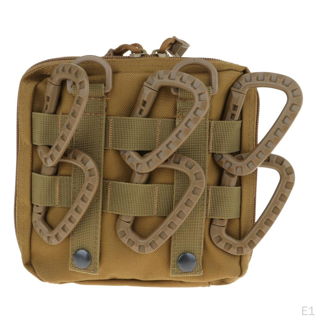 Gear Carabiner Keychain Hard Polymer D Lock Backpack Clips , Khaki