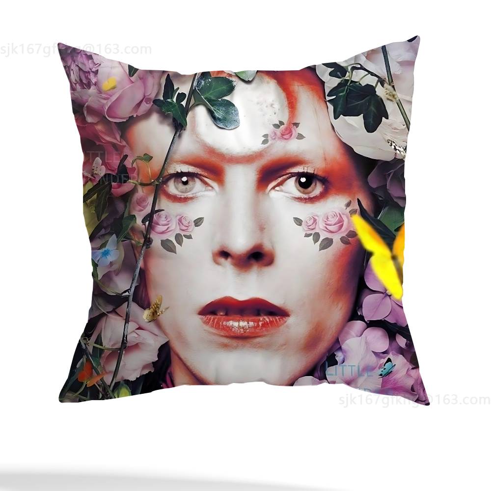 Federa Cuscino Quadrata Stampa Double-Sided Corto Peluche Copricuscino Divano Camera da Letto Comodino Singer D-David B-Bowie