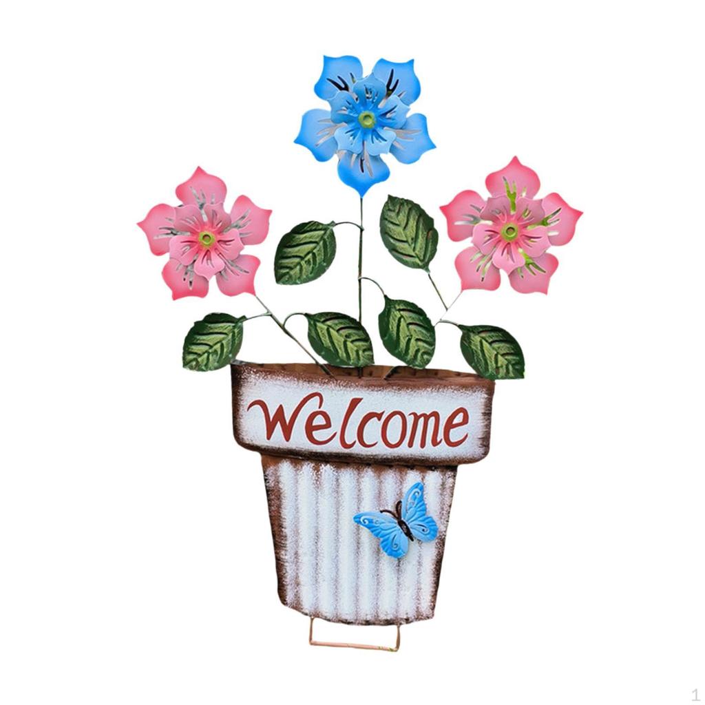 Flower Pot Garden Stake Decoration 2D Decor
