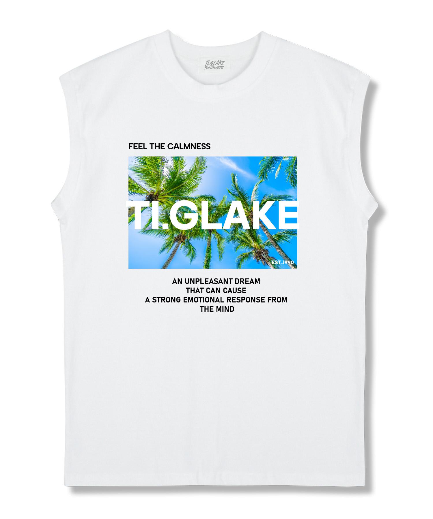 Tee Glake Vacation Spot Oversized Sleeveless T-Shirt White L