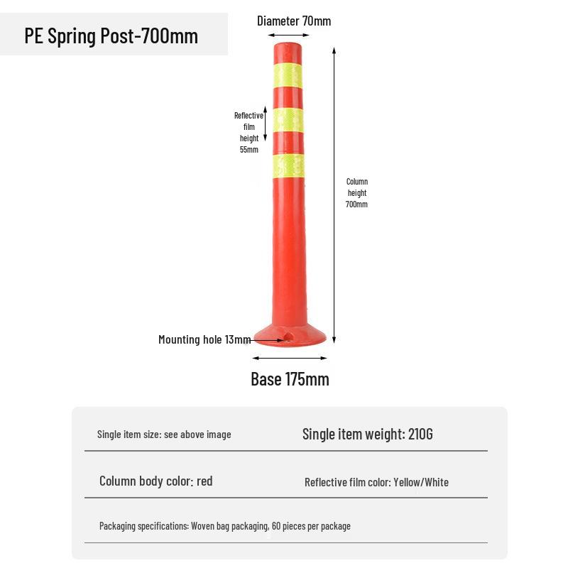 PU Plastic Reflective Chain Lane Divider Post, Red/White Anti-Collision Road Protection Post