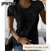 JPNTKY Women's Fashion Casual Solid Color Print Short Sleeve O-Neck Blouses & Shirts