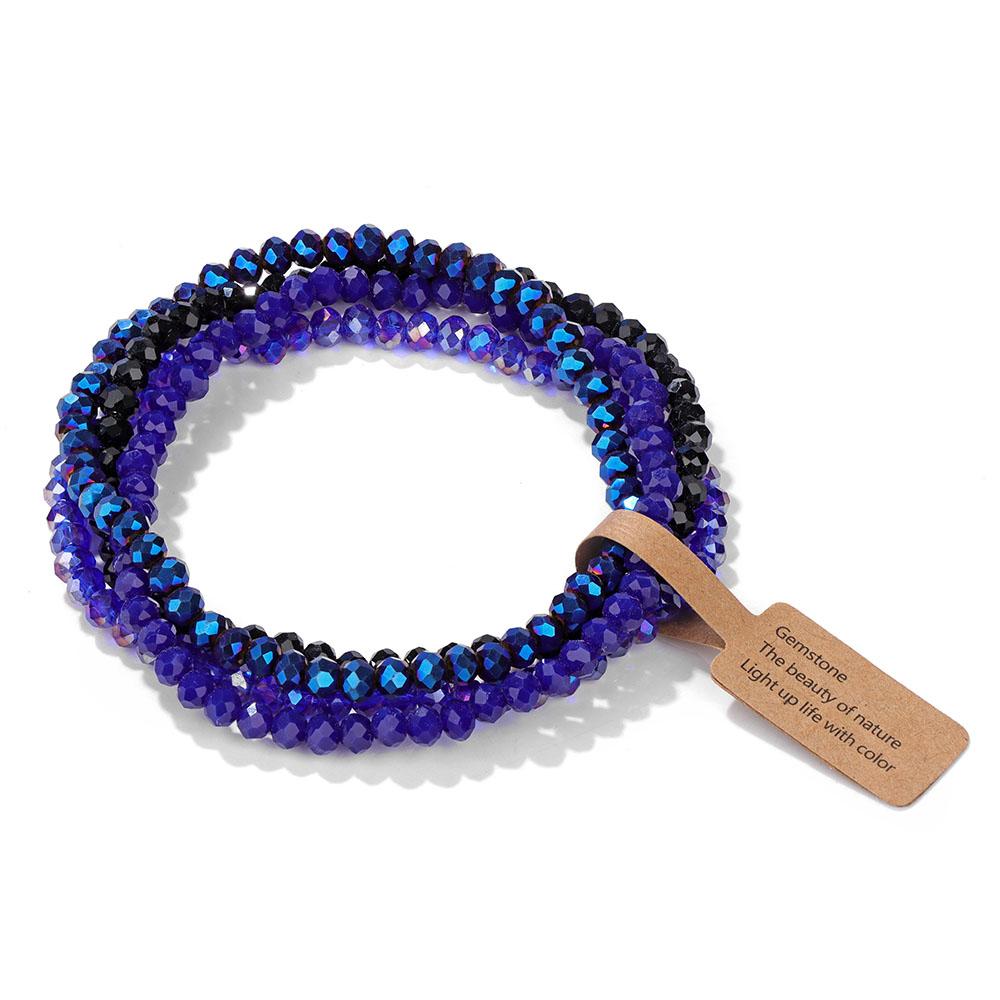 Set da 4 Pezzi Braccialetti Elastici con Perline di Cristallo Lucido Bohemien Facettati Colorati Braccialetti con Perline di Vetro di Cristallo Set di Braccialetti per Donne