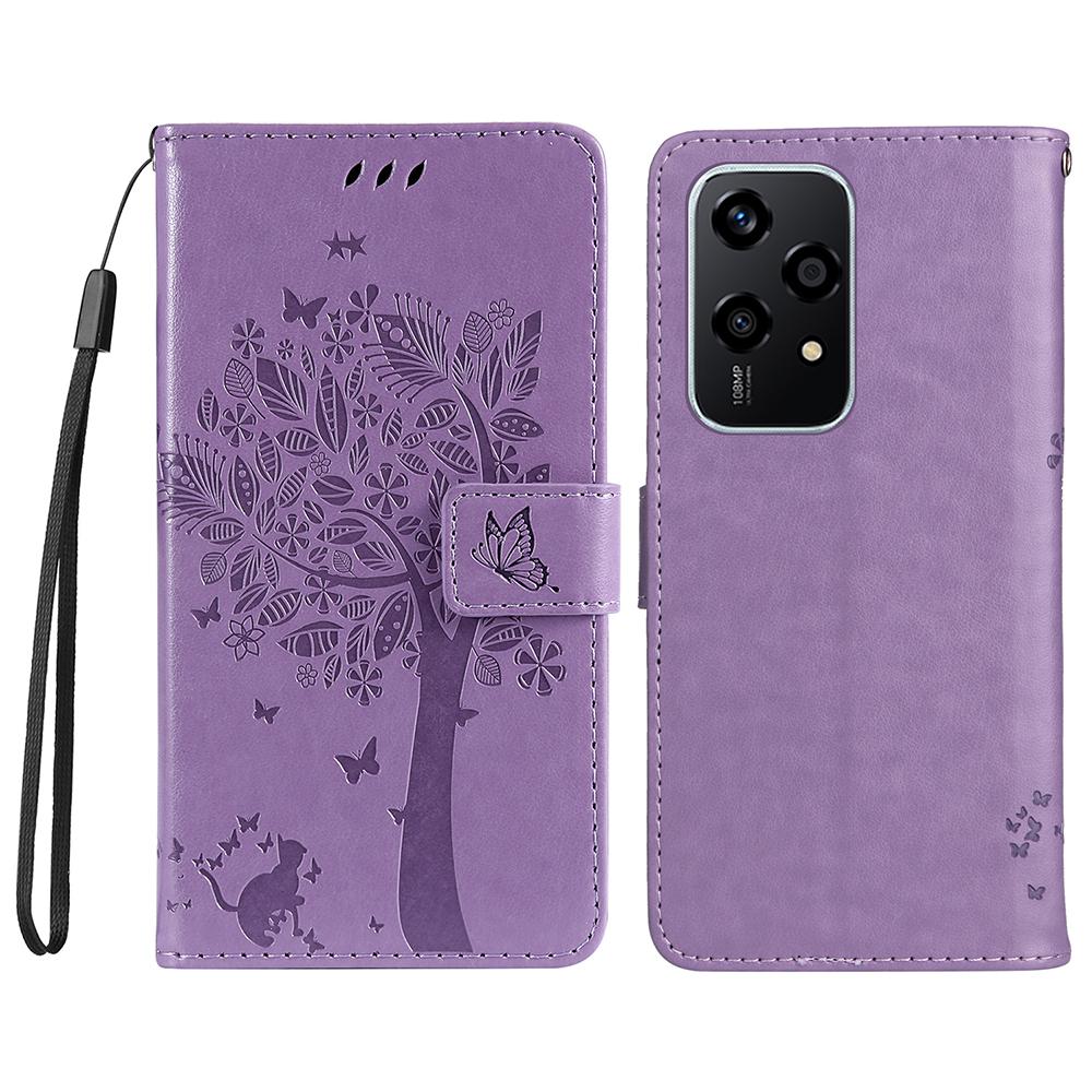 For Honor 200 Lite Phone Case with Stand Cat Tree Pattern Leather Wallet Mobile Cover