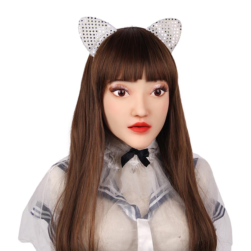 Maschera Cosplay Realistica in Lattice da Donna per Halloween, Maschera Integrale in Lattice per Feste in Costume, Accessori Cosplay per Crossdresser
