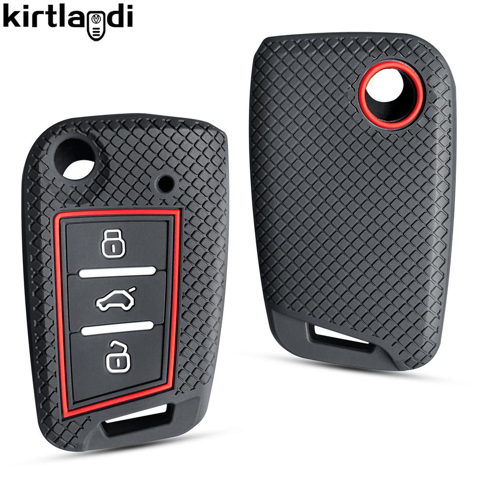 Silicone Car Key Case Cover For Skoda Rapid Octavia Kodiaq Fabia Seat Ibiza Leon Ateca For VW POLO Tiguan Touran T6.1 TSI Golf 7