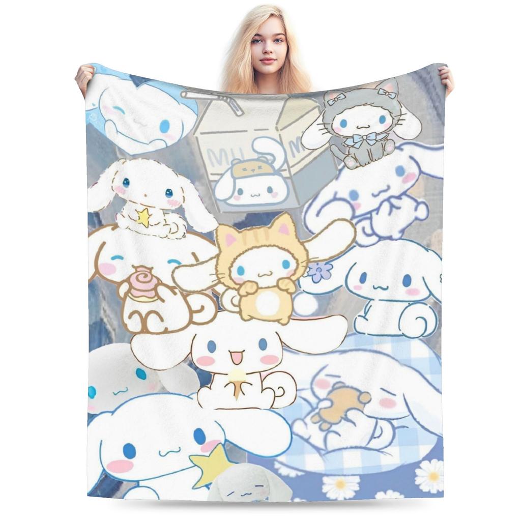Pink Cinnamoroll Blanket Fleece Textile Decor Cute Cartoon Multifunction Ultra-Soft Throw Blanket for Home Travel Bedspread
