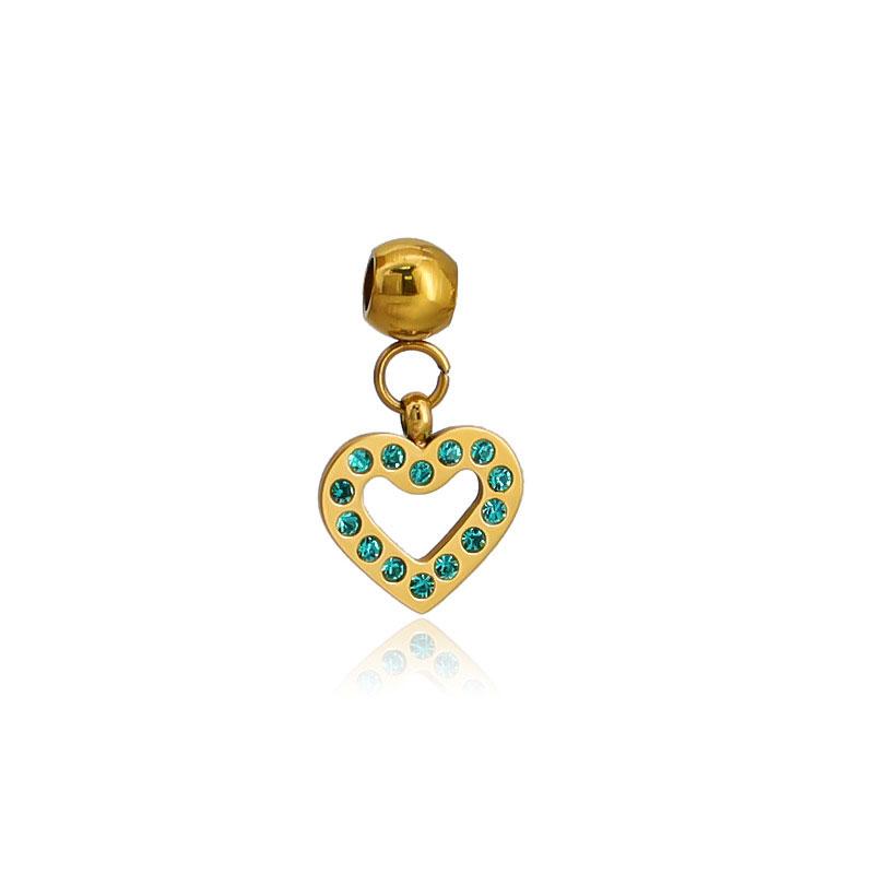 Luxury Junk Charms 316l 18k Stainless Steel Luxury Customize Heart Bracelet Charm for Jewelry Making