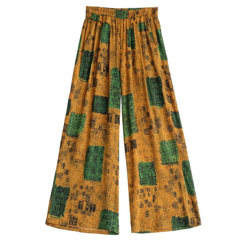 Women's Plus Size Printed Wide Leg Pants, Elastic Waist Summer Casual Trousers (XL-5XL)