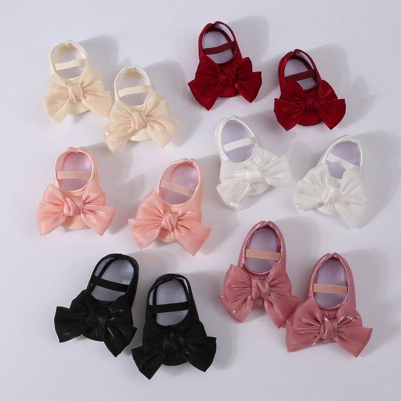 

Baby Girl Shoes Solid Color Bowknot Toddler Shoes for 1-12 Months 12