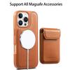 CASENEO For iPhone 16 Pro Magnetic Case PU Leather PC Phone Cover with Detachable Card Holder Kickstand Compatible with MagSafe