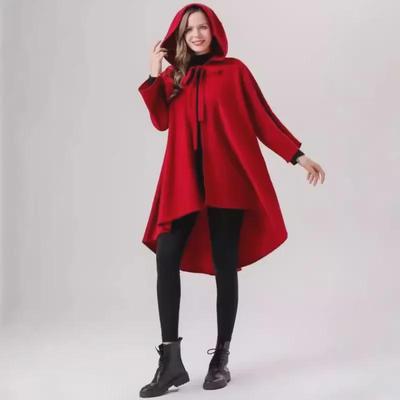 Red and Black Little Red Riding Hood Cloak Costume: Halloween Medieval Witch Robe with Sleeves