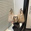 Popular bag women's 2026 new fashionable retro texture single shoulder underarm bag leather buckle crossbody crescent bag