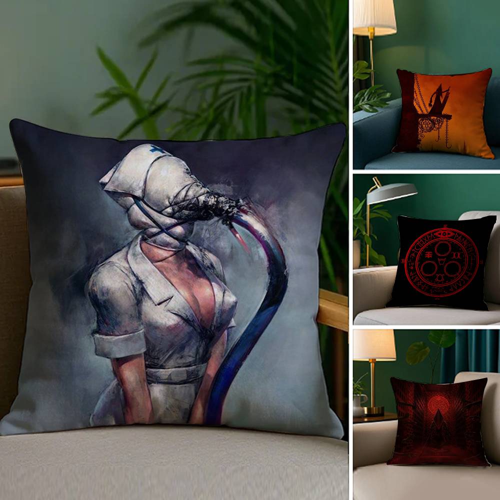 S-Silent H-Hill Anime Pillow Case Sofa Living Room Bedroom Double-sided Printing Square Cushion Nap Time Cushion Cover