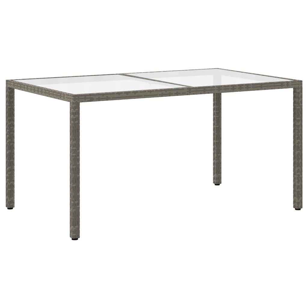 Vidaxl Stół Ogrodowy, 150X90X75 Cm, Szkło Hartowane I Rattan Pe, Szary