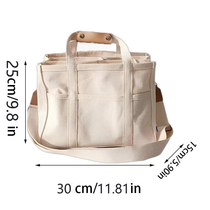 Trendy Multi-Functional Canvas Mommy Bag - Fashionable Mother & Baby Shoulder Messenger