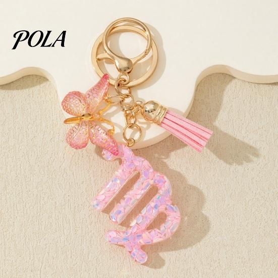 The Zodiac Charm Keychain Pendant, with Butterfly Accessory Tassel, Metal Keyring for Handbag Backpack Bag Pendant Small Gift