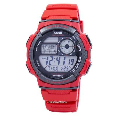 Youth World Time Alarm World Map AE-1000W-4AV AE1000W-4AV Ανδρικό Ρολόι