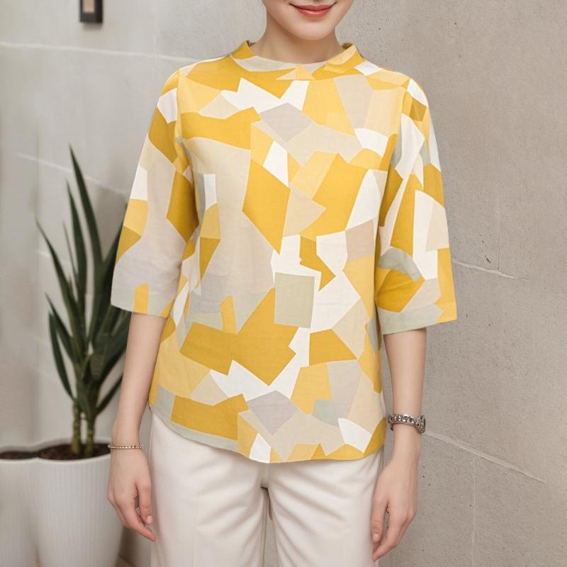 ZANZEA Women Casual Round Neck Loose Half Sleeve Print Blouse