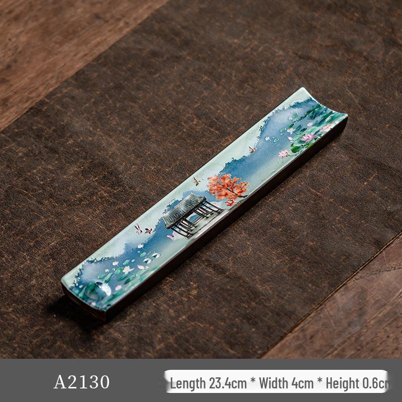 Guochao River & Mountain Ceramic Incense Holder - Retro Incense Stick Tray for Indoor Use
