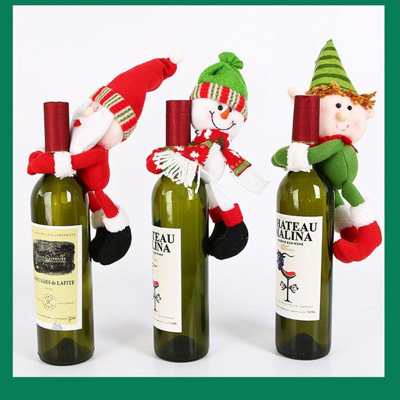 Snowman Christmas Santa Elf Wine Bottle Cover Table Party Decor Xmas Ornaments