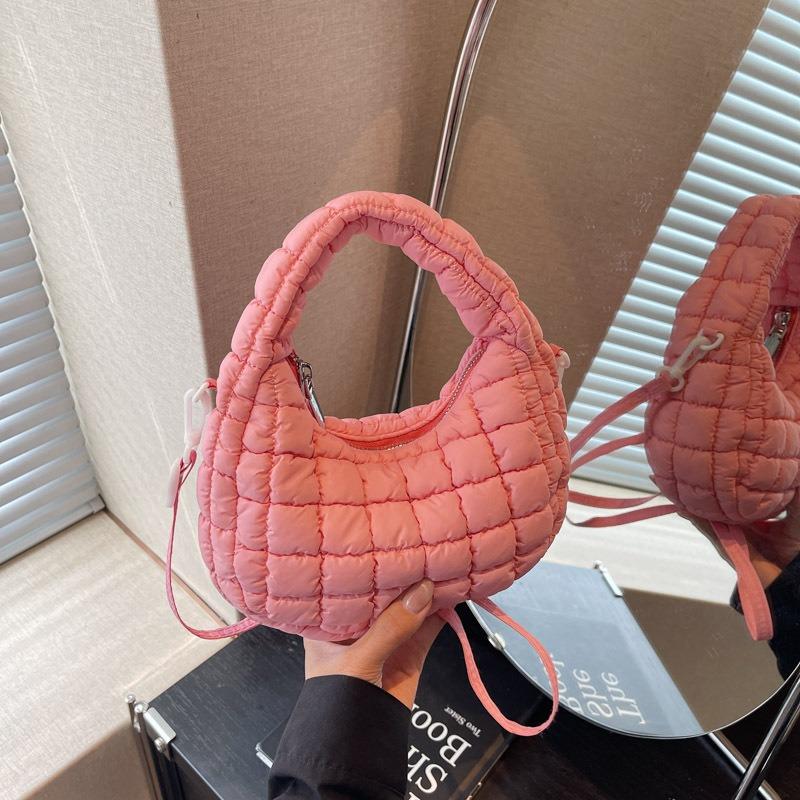 Cotton bag women's summer new fashion niche design messenger bag portable plaid dumpling bag