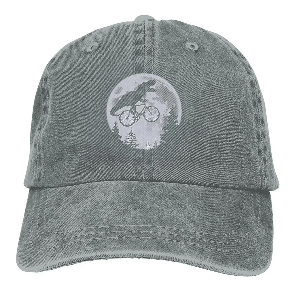 Washed Unisex's Baseball Cap T-Rex Dinosaur Riding Bicycle Trucker Snapback Caps Dad Hat Cycling MTB Biking Golf Hats