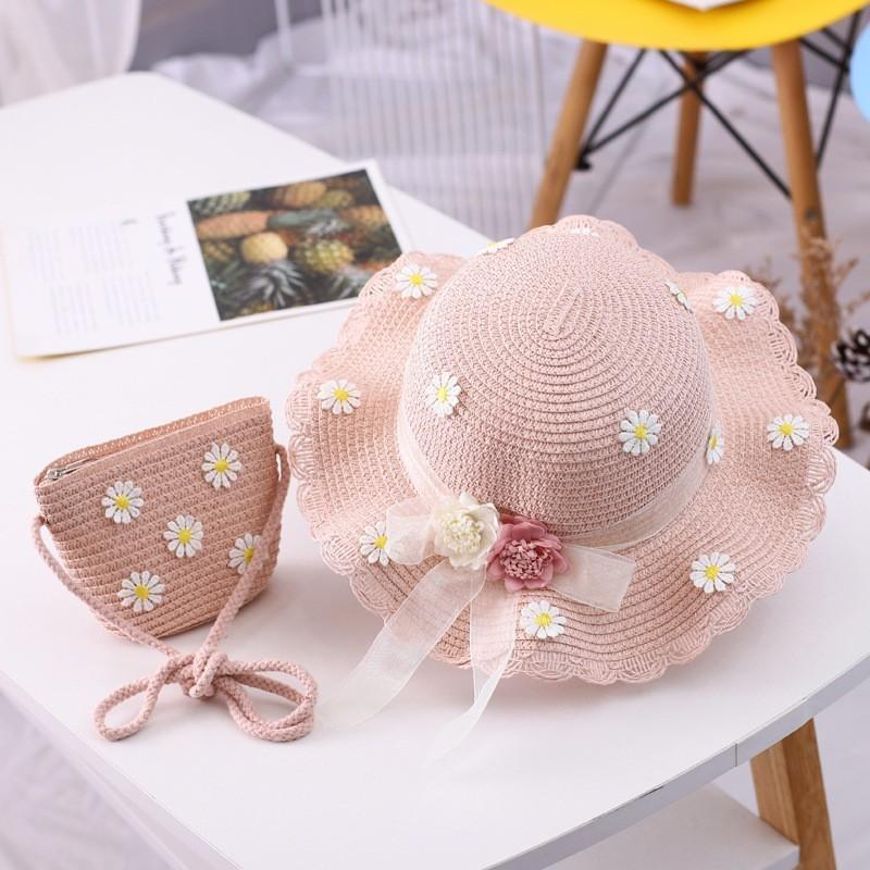 Dětský letní plážový slámový sluneční klobouk crossbody taška