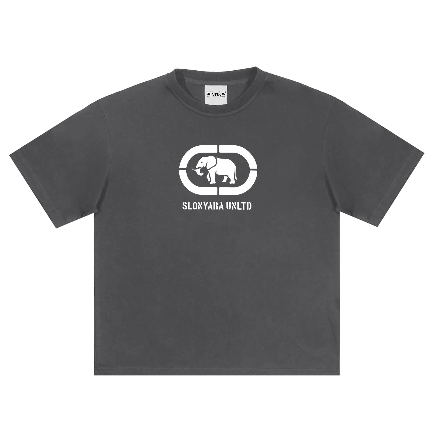 

Oversized Mens Clothing Streetwear Elephant Black Graphic Print Hip Hop Korean Short Sleeve Y2k Top Cotton Tshirt Harajuku Goth S
