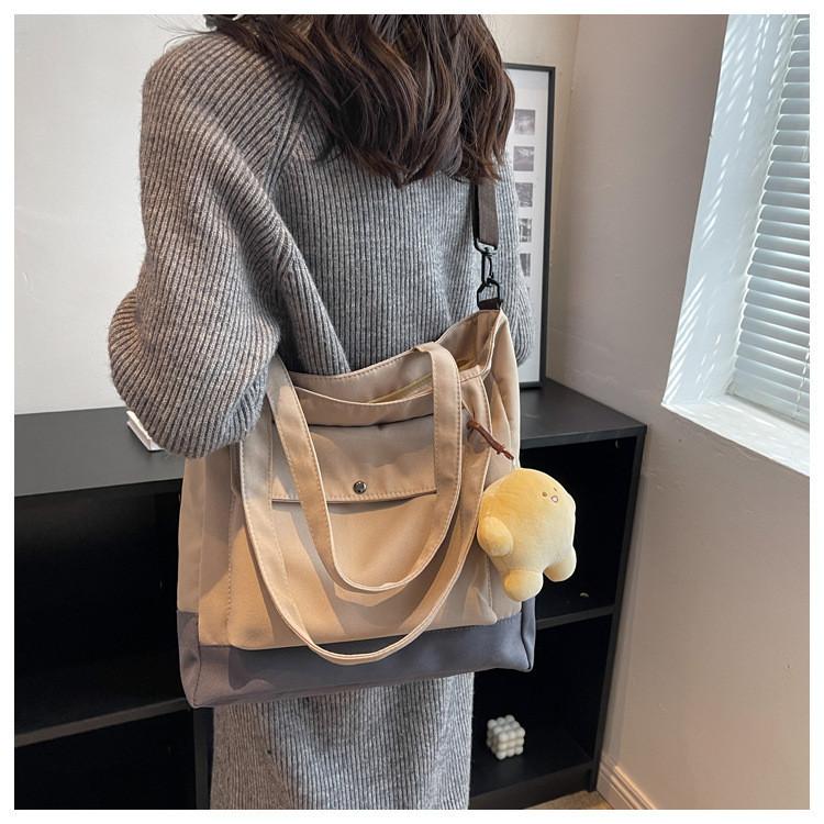 

High-quality Canvas Color Block Shoulder Bag For Women 2024 Spring Summer хакі